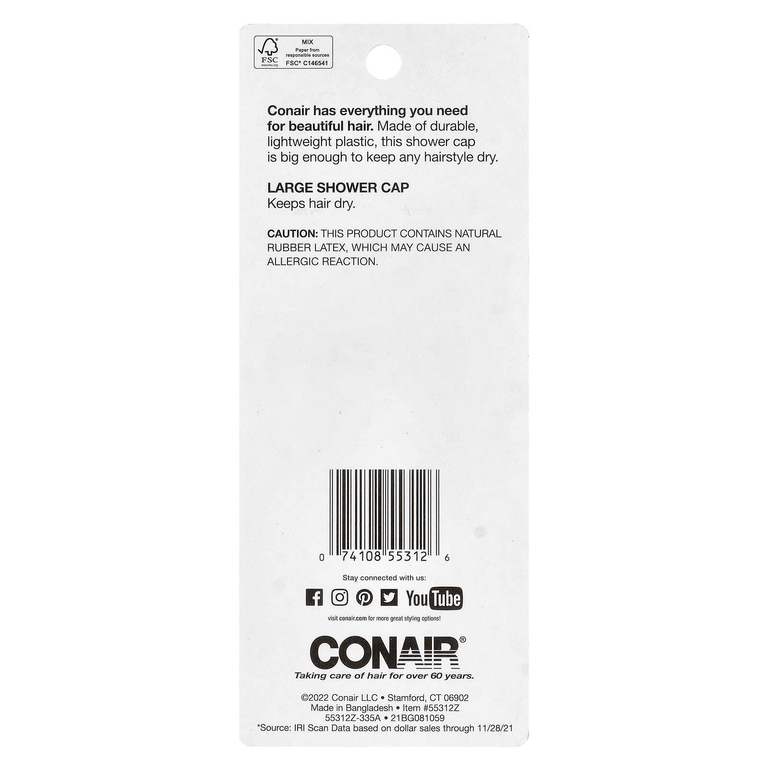 Conair, шапочка для душа Cover & Protect, большая, 1 капсула (Товар снят с продажи) 