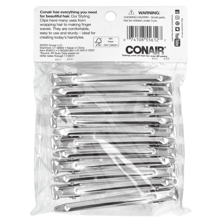 Conair, Раздел и набор, Зажимы для секций, 12 шт. (Товар снят с продажи) 