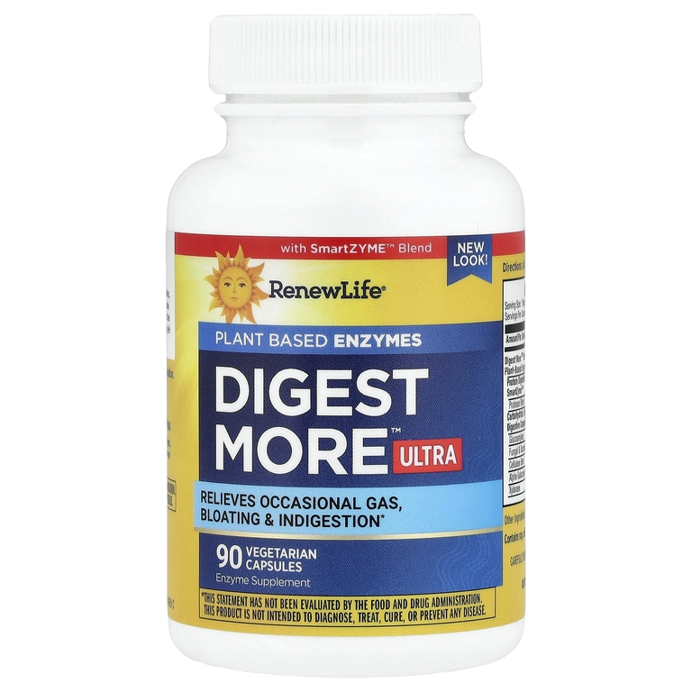 Renew Life, DigestMore™ Ultra, ферменты растительного происхождения, 90 вегетарианских капсул
