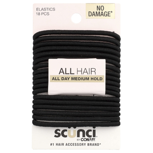 Scunci, Резинки No Damage®, средней фиксации на весь день, черные, 18 шт. (Товар снят с продажи) 