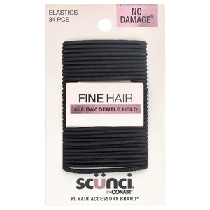 Scunci, No Damage® Eрезинки, для тонких волос, мягкая фиксация в течение всего дня, черные, 34 шт. (Товар снят с продажи) 