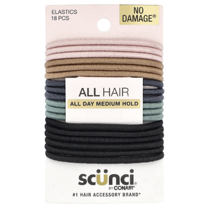 Scunci, No Damage® Eрезинки, для всех волос, средняя фиксация в течение всего дня, 18 шт. (Товар снят с продажи) 