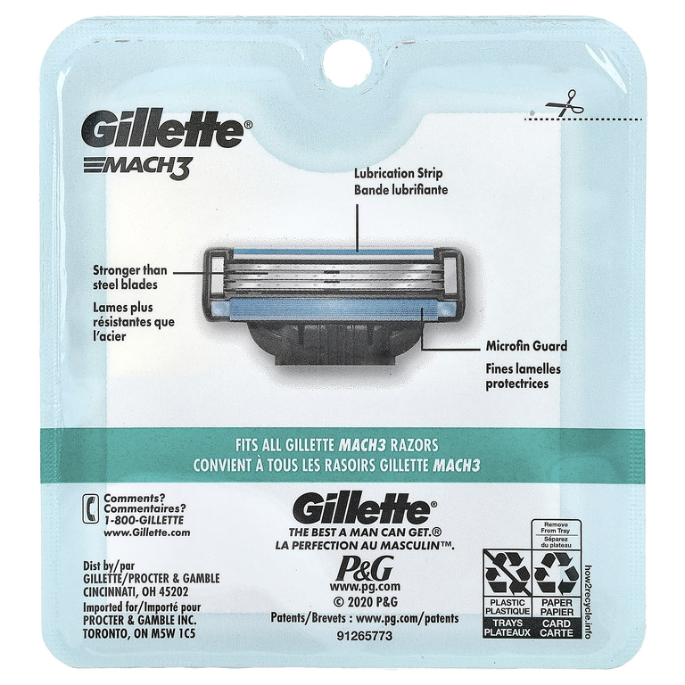 Gillette, Сменные кассеты Mach3, 4 шт. (Товар снят с продажи) 
