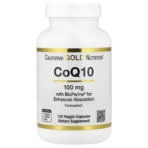 California Gold Nutrition, коэнзим Q10, убихинон класса USP с экстрактом чёрного перца Bioperine®, улучшенная биодоступность, 150 мг, 150 растительных капсул