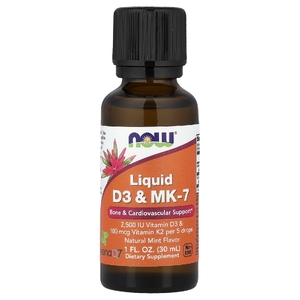 NOW Foods, Жидкий витамин D3 и MK-7, натуральная мята, 1 жидк. унция (30 мл)