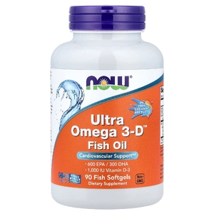 NOW Foods, Ultra Omega 3-D™, рыбий жир с омега-3, 90 капсул из рыбьего желатина