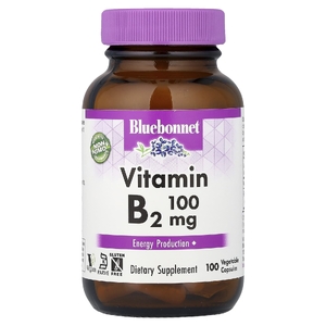 Bluebonnet Nutrition, Витамин B2, 100 мг, 100 растительных капсул