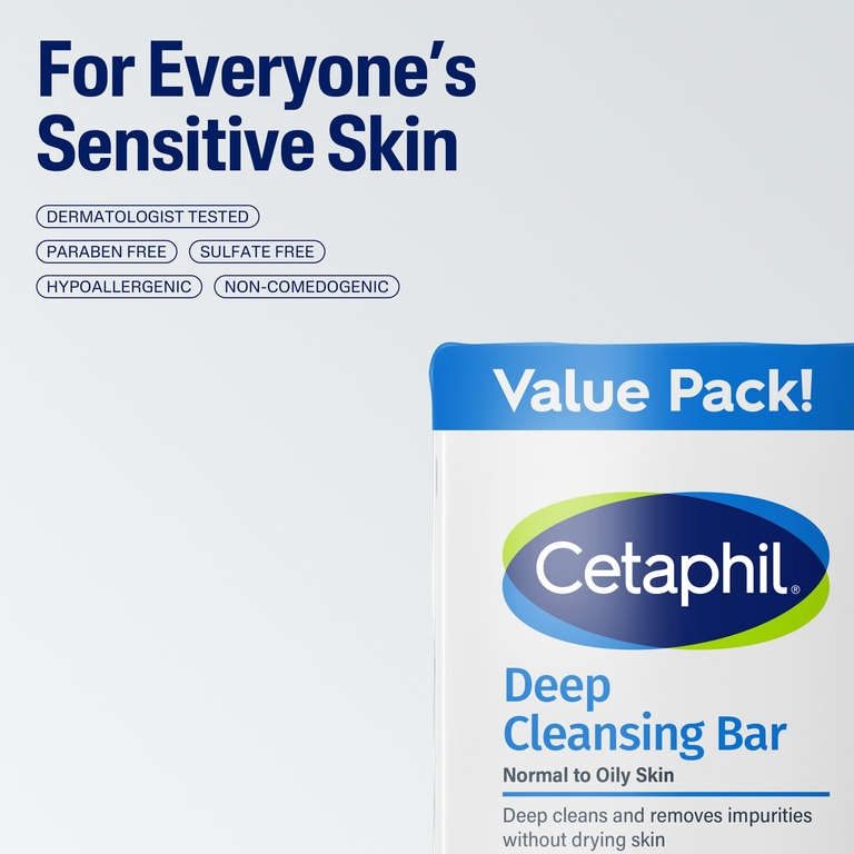 Cetaphil, мыло для глубокого очищения, для нормальной и жирной кожи, 127 г (4,5 унции)