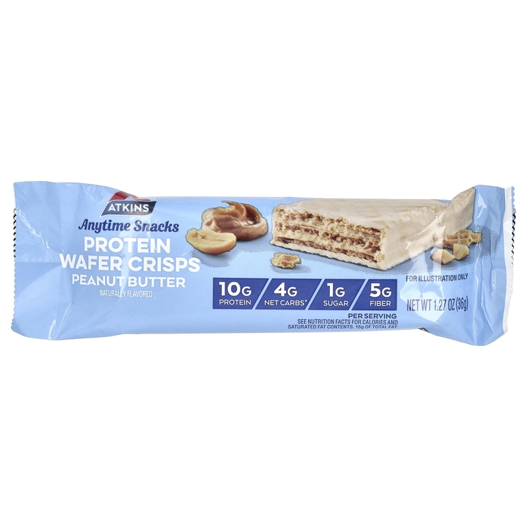 Atkins, Anytime Snacks, протеиновые вафли, с арахисовой пастой, 5 шт. по 36 г (1,27 унции)