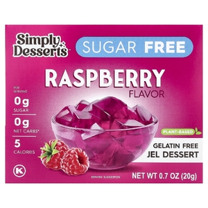 Simply Desserts, желейный десерт, без желатина, без сахара, малина, 20 г (0,7 унции)