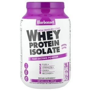 Bluebonnet Nutrition, 100 % натуральный изолят сывороточного белка, с натуральным оригинальным вкусом, 992 г (2,2 фунта)