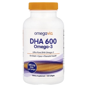 OmegaVia, DHA 600 Omega-3, 600 мг, 120 мягких капсул