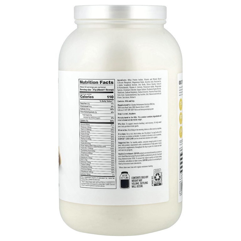  Isopure, протеиновый порошок без углеводов, со вкусом бананового крема, 1,36 кг (3 фунта)