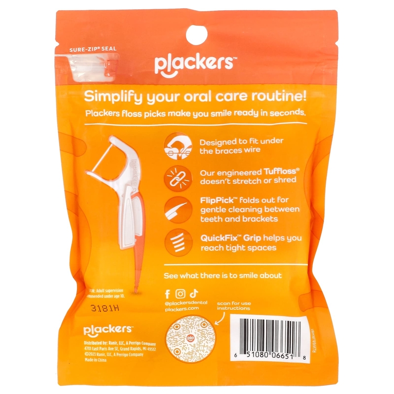 Plackers, Orthopick, зубная нить, 36 шт.