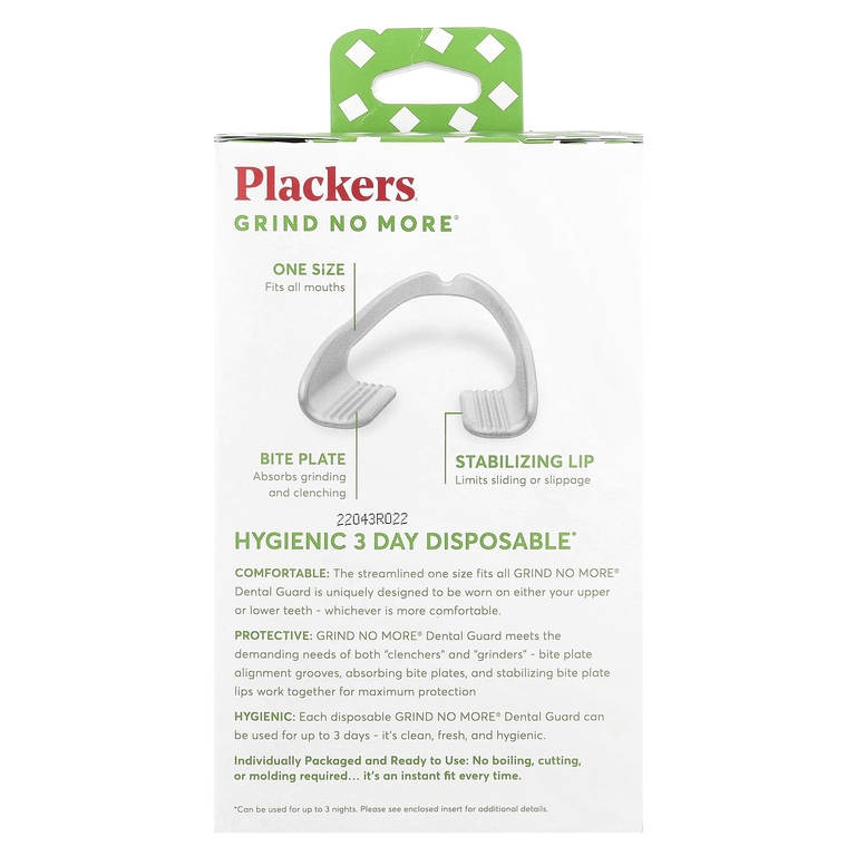 Plackers, Grind No More, одноразовые капы, 16 шт.