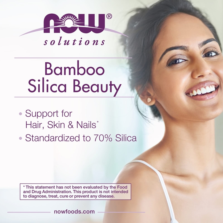 NOW Foods, Solutions, Bamboo Silica Beauty, диоксид кремния из бамбука, 90 вегетарианских капсул (380 мг в 1 капсуле)