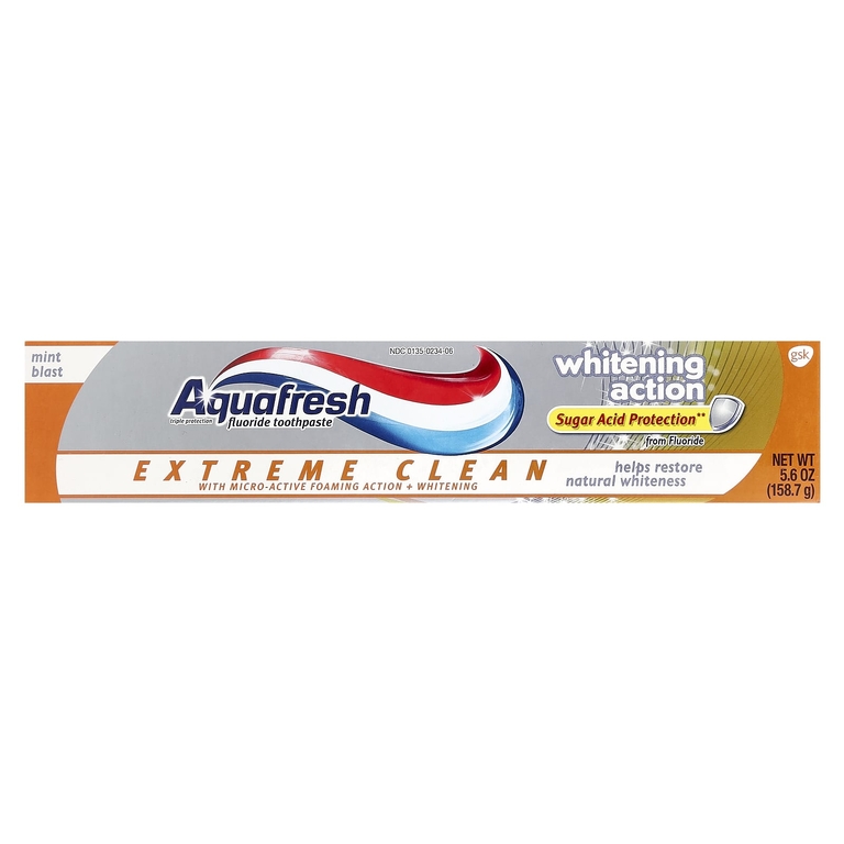 Aquafresh, Экстремально чистая зубная паста с фтором, отбеливающее действие, мятный крем, 158,7 г (5,6 унции)