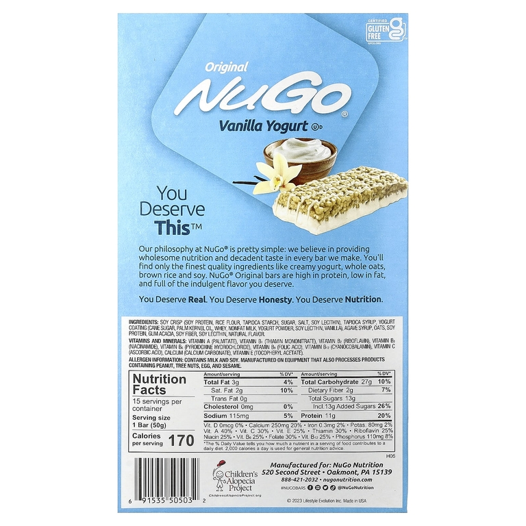 NuGo Nutrition, протеиновые батончики, ванильный йогурт, 15 батончиков по 50 г (1,76 унции)