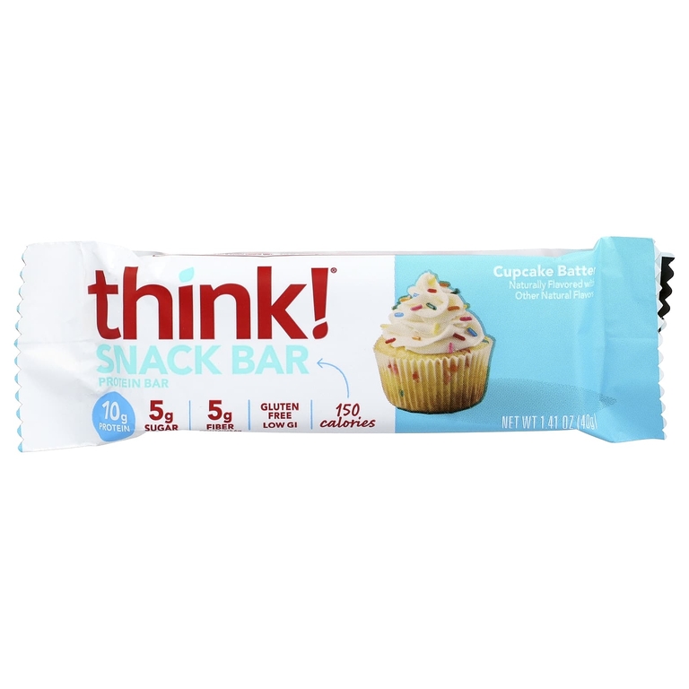 Think !, Snack Protein Bar, тесто для кексов, 10 батончиков, 40 г (1,41 унции) каждый