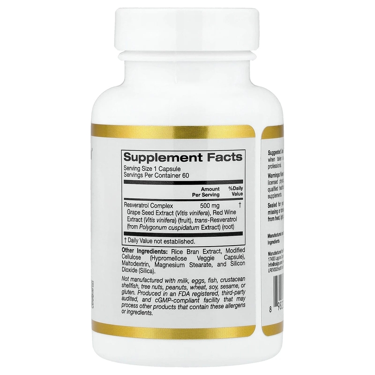 California Gold Nutrition, комплекс с ресвератролом, 60 растительных капсул