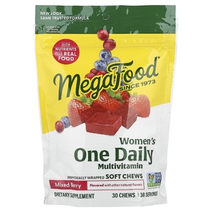 MegaFood, мультивитаминный комплекс для женщин, со вкусом ягодного ассорти, 30 жевательных таблеток в индивидуальной упаковке