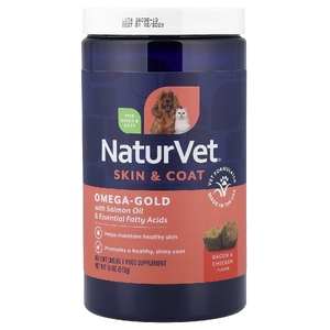 NaturVet, Omega-Gold незаменимые жирные кислоты и лососевый жир, для собак и кошек, 180 жевательных таблеток, 513 г (18 унций)