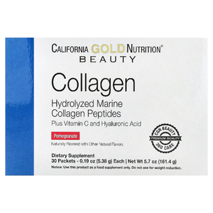 California Gold Nutrition, пептиды коллагена с витамином C и гиалуроновой кислотой, со вкусом граната, 30 пакетиков по 5,38 г