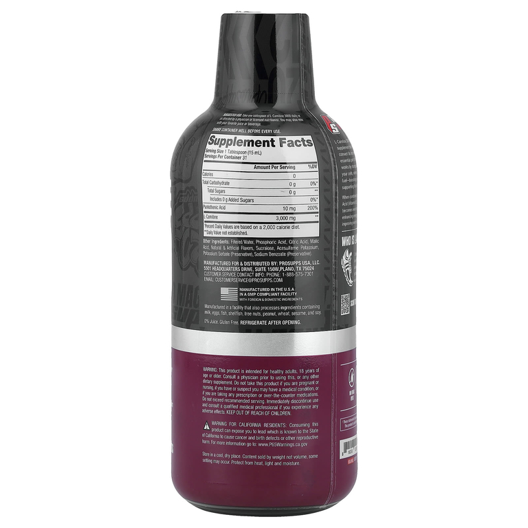 ProSupps, L-карнитин 3000, Liquid Shot, питайя, 473 мл (16 жидк. унций)