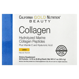 California Gold Nutrition, пептиды морского коллагена с витамином C и гиалуроновой кислотой, со вкусом лимона, 30 пакетиков по 5,38 г (0,19 унции)