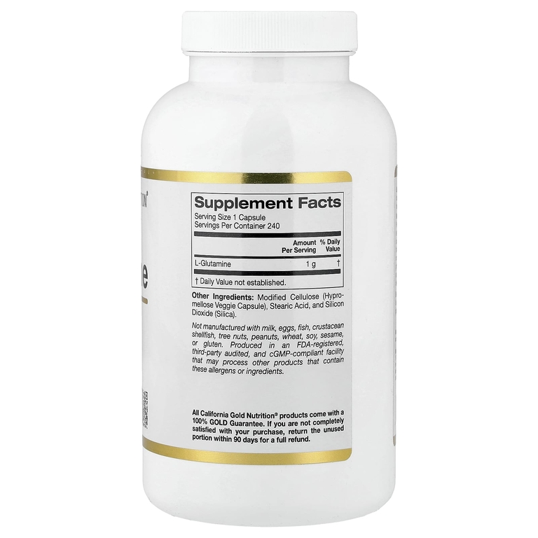 California Gold Nutrition, L-глютамин, 1000 мг, 240 растительных капсул