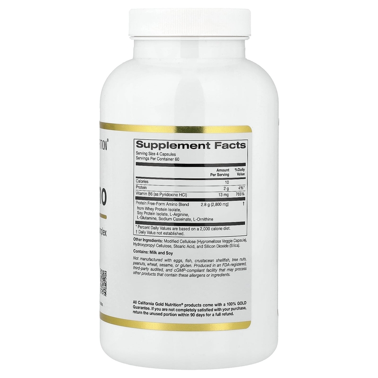 California Gold Nutrition, Total Amino с витамином B6 и смесью 20 аминокислот, 240 вегетарианских капсул