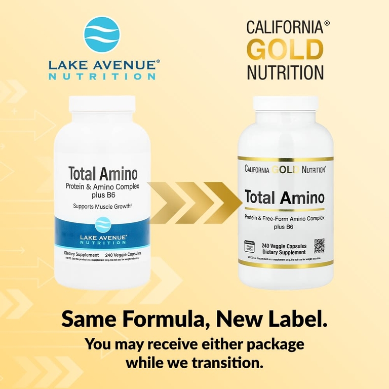 California Gold Nutrition, Total Amino с витамином B6 и смесью 20 аминокислот, 240 вегетарианских капсул