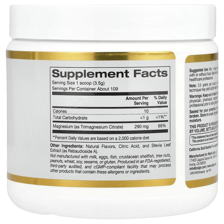 California Gold Nutrition, магний в растворимом порошке, со вкусом апельсина, 380 г (13,4 унции)