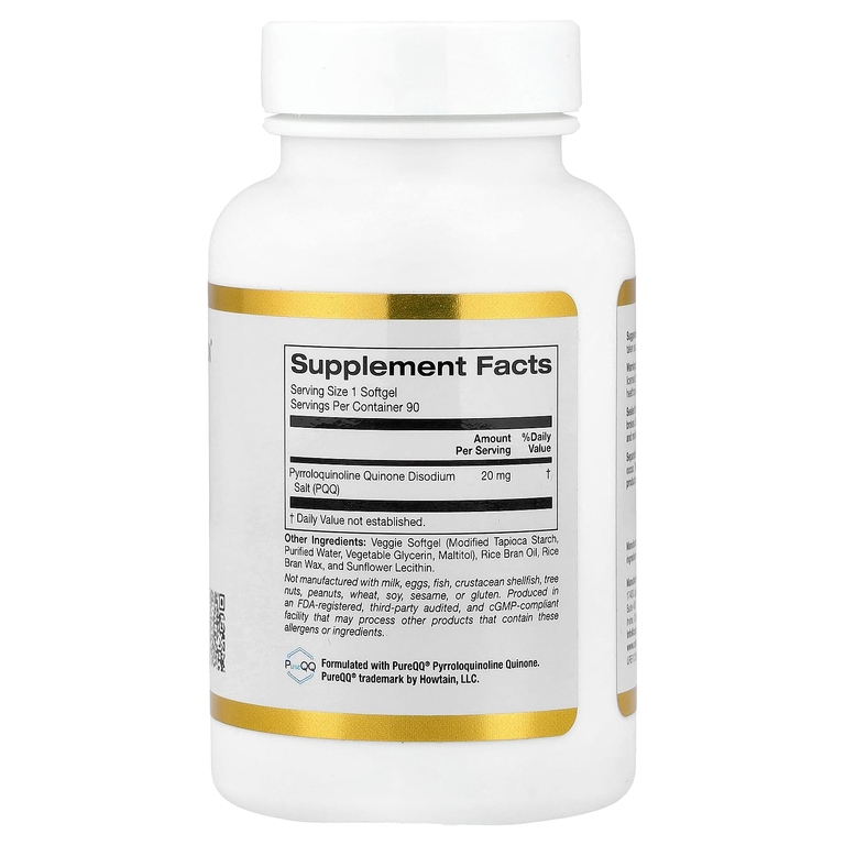 California Gold Nutrition, пирролохинолинхинон, 20 мг, 90 растительных капсул