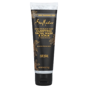 SheaMoisture, Очищающее мыло и скраб для лица с экстрактом тамаринда, африканское черное мыло, без отдушек, 113 г (4 унции)
