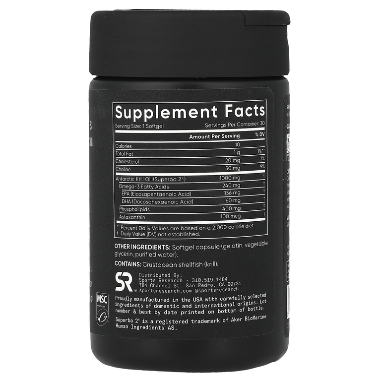 Sports Research, масло криля с омега-3, 30 капсул