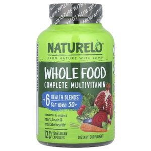 NATURELO, Мультивитаминный комплекс из цельных продуктов, для мужчин старше 50 лет, 120 вегетарианских капсул