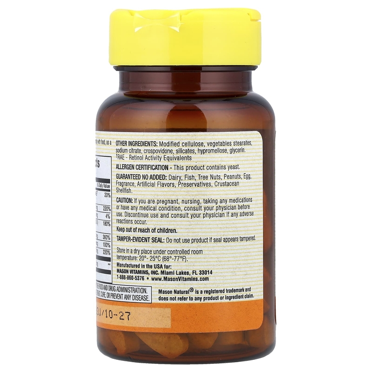 Mason Natural, витамины для зрения с лютеином, 60 таблеток