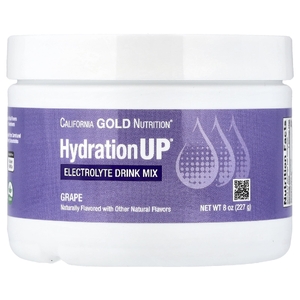 California Gold Nutrition, HydrationUP®, смесь для приготовления электролитического напитка с кальцием, калием, витамином C и витамином E, со вкусом винограда, 227 г (8 унций)