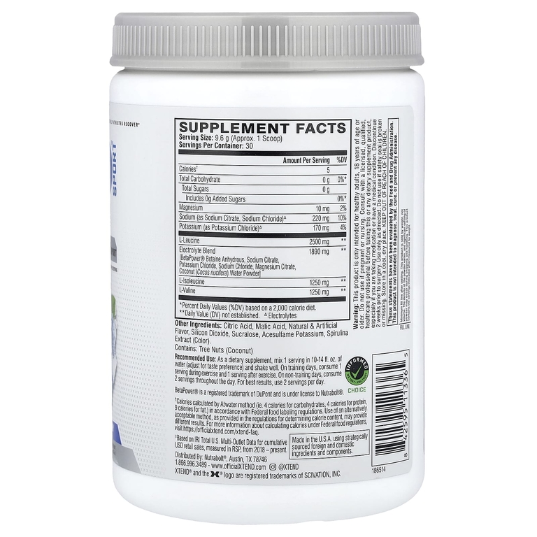 XTEND, Sport, 7 г аминокислот с разветвленной цепью (BCAA), со вкусом голубой малины, 345 г (12,2 унции)