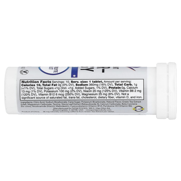 NOW Foods, Sports, Effer-Energy, шипучий пунш, 10 таблеток, 52 г (1,83 унции)