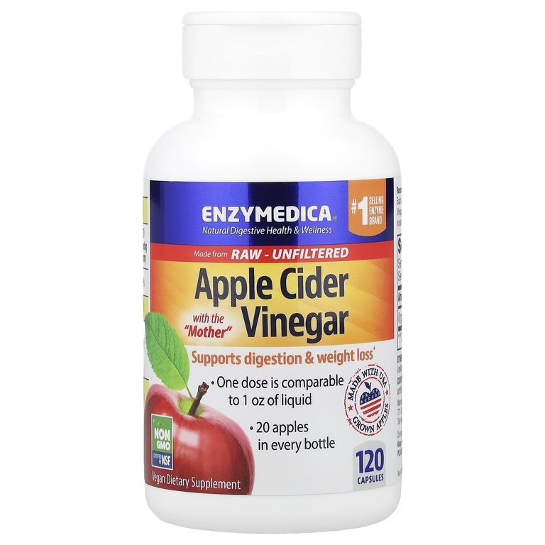 Enzymedica, яблочный уксус с уксусной маткой, 120 капсул (355 мг в 1 капсуле)