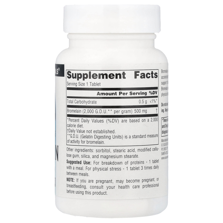 Source Naturals, бромелаин, 2000 единиц растворения желатина/г, 500 мг, 60 таблеток