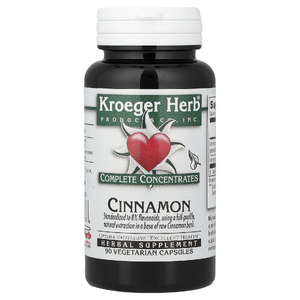 Kroeger Herb Co, комплексные концентраты, корица, 90 вегетарианских капсул