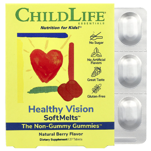 ChildLife Essentials, Healthy Vision SoftMelts, натуральный ягодный вкус, 27 таблеток