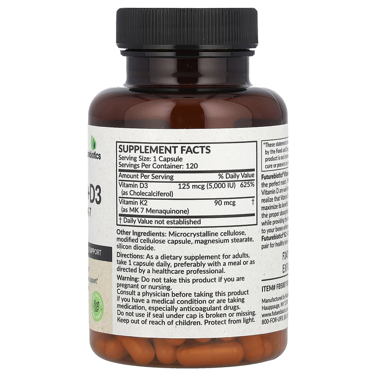 Futurebiotics, витамины K2 и D3, 120 капсул