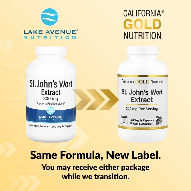 California Gold Nutrition, экстракт зверобоя, 300 мг, 240 растительных капсул