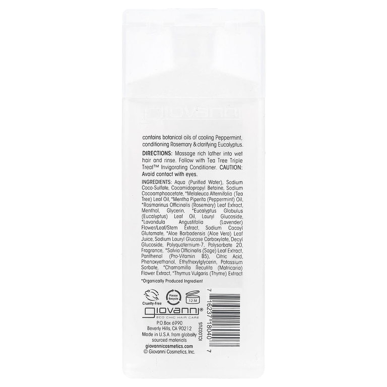 Giovanni, Tea Tree Triple Treat, укрепляющий шампунь, для всех типов волос, 60 мл (2 жидк. унции) (Товар снят с продажи) 