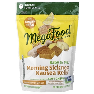 MegaFood, Baby & Me2®, средство от утренней токсикоза, мед, лимон и имбирь, 30 жевательных таблеток