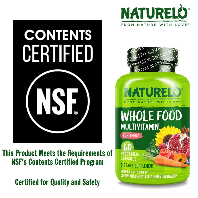NATURELO, мультивитамины из цельных продуктов для подростков, 60 растительных капсул